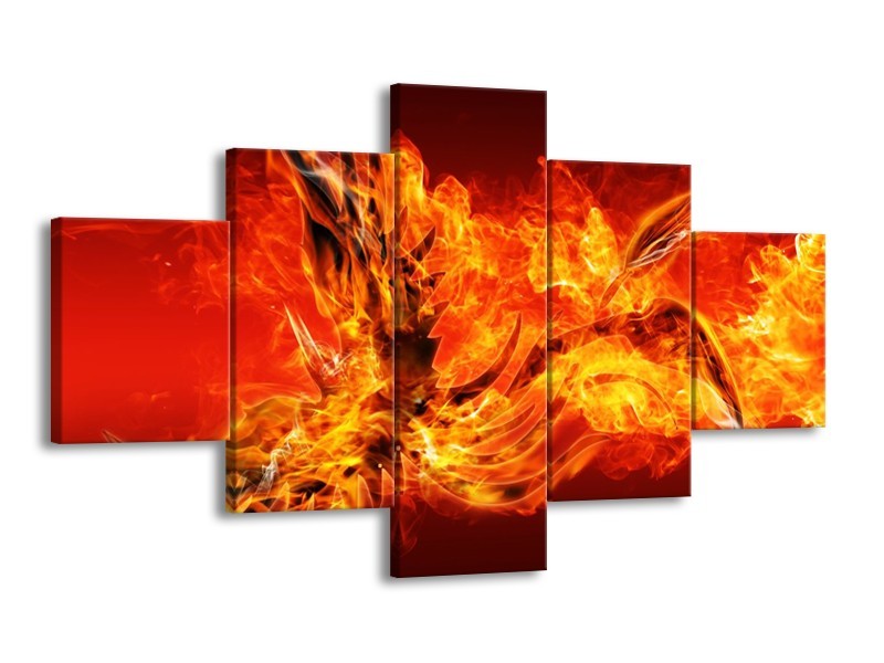 Canvas schilderij Vuur | Oranje, Rood | 125x70cm 5Luik