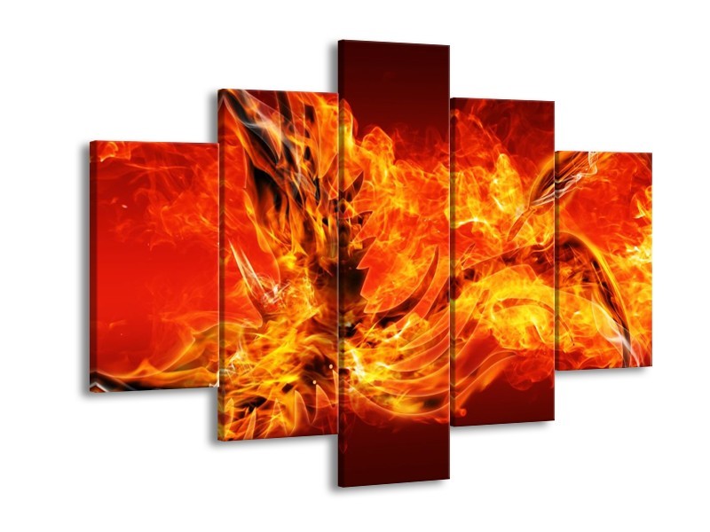 Canvas schilderij Vuur | Oranje, Rood | 150x105cm 5Luik