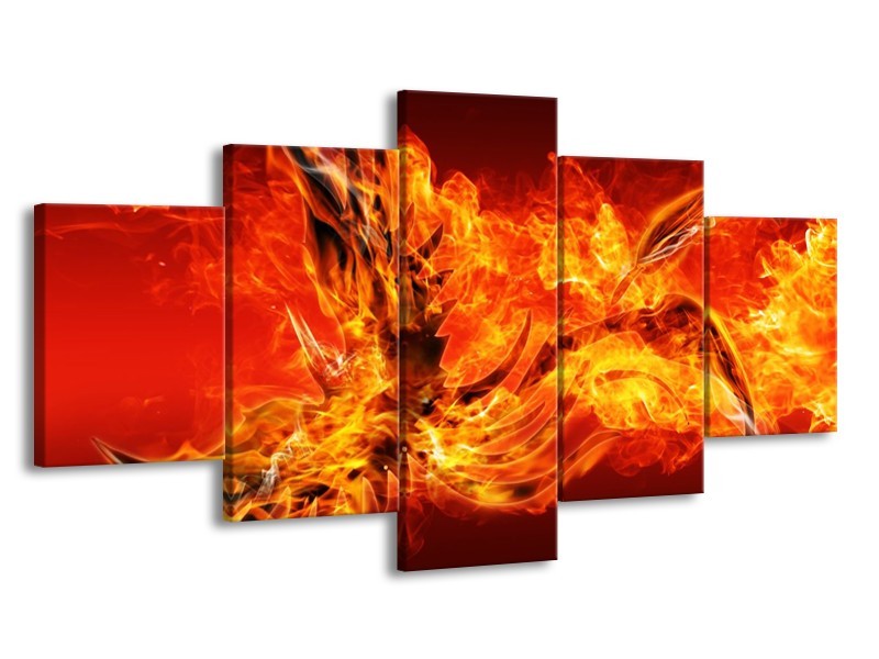 Canvas schilderij Vuur | Oranje, Rood | 150x80cm 5Luik