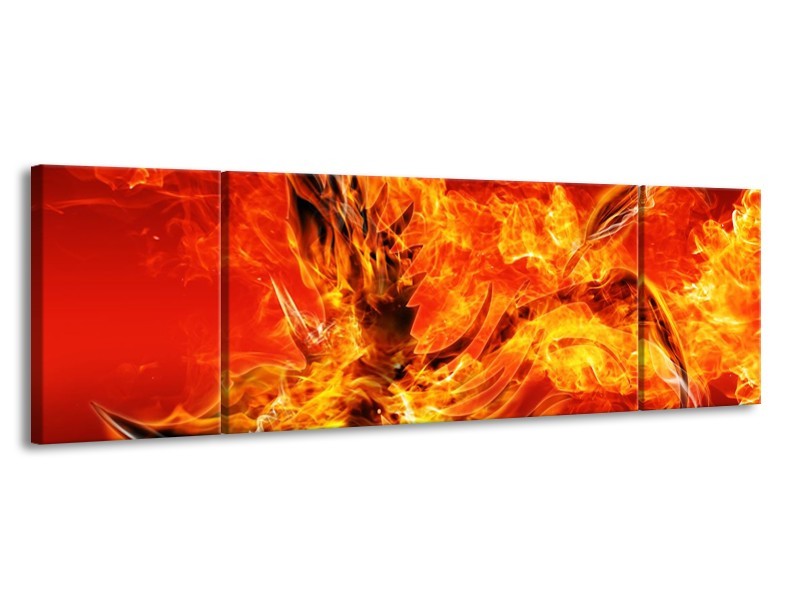 Canvas schilderij Vuur | Oranje, Rood | 170x50cm 3Luik