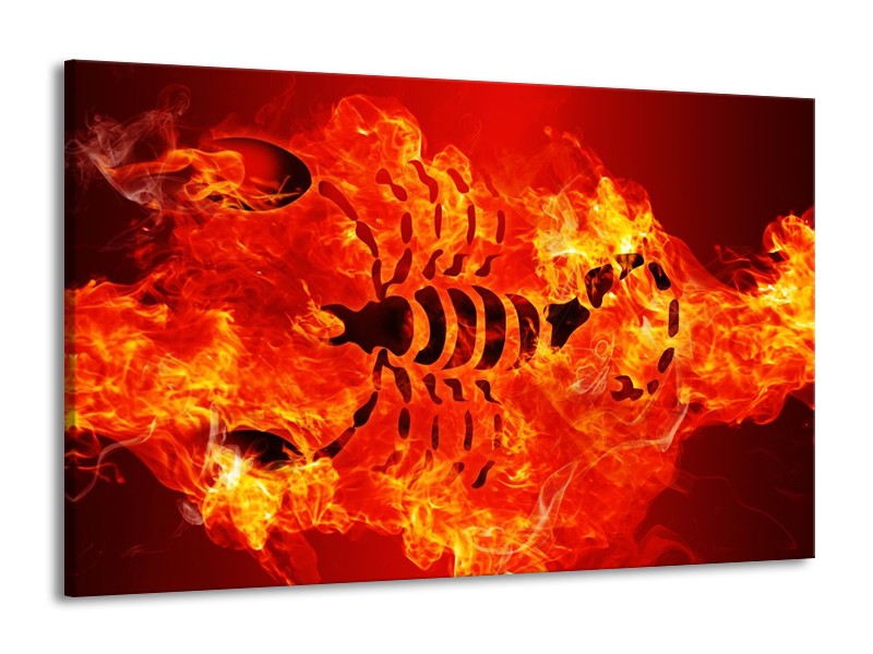 Canvas schilderij Vuur | Zwart, Oranje, Geel | 140x90cm 1Luik