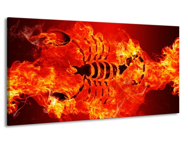 Canvas schilderij Vuur | Zwart, Oranje, Geel | 170x90cm 1Luik