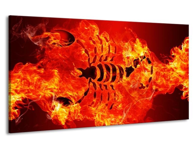 Canvas schilderij Vuur | Zwart, Oranje, Geel | 190x100cm 1Luik