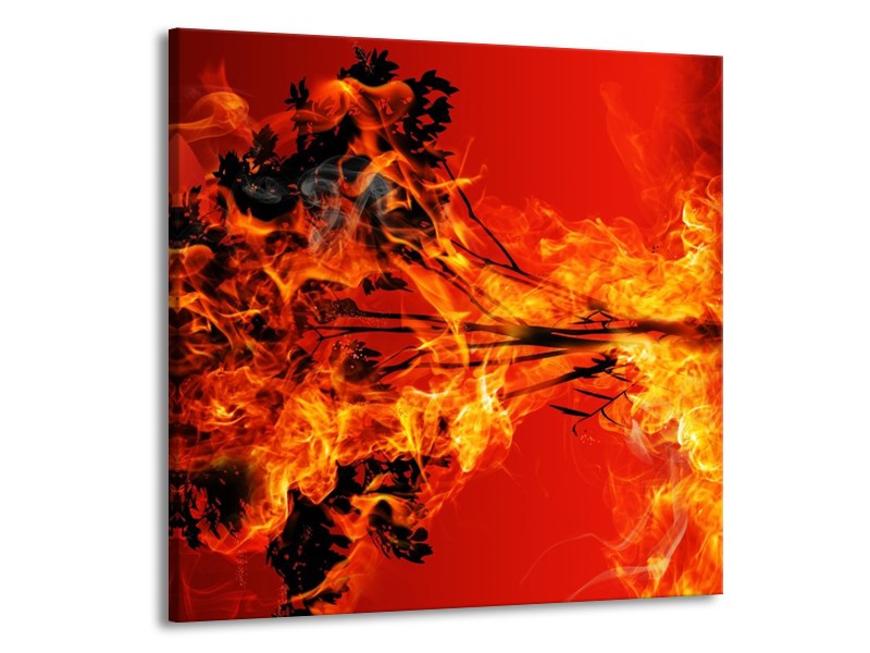 Canvas schilderij Vuur | Zwart, Oranje, Geel | 50x50cm 1Luik