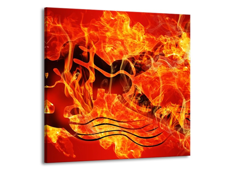 Canvas schilderij Vuur | Zwart, Oranje, Geel | 70x70cm 1Luik