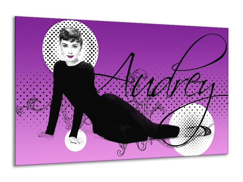 Canvas schilderij Audrey | Zwart, Wit, Paars | 120x70cm 1Luik