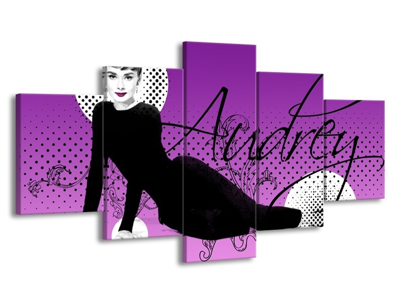 Glas schilderij Audrey | Zwart, Wit, Paars | 150x80cm 5Luik
