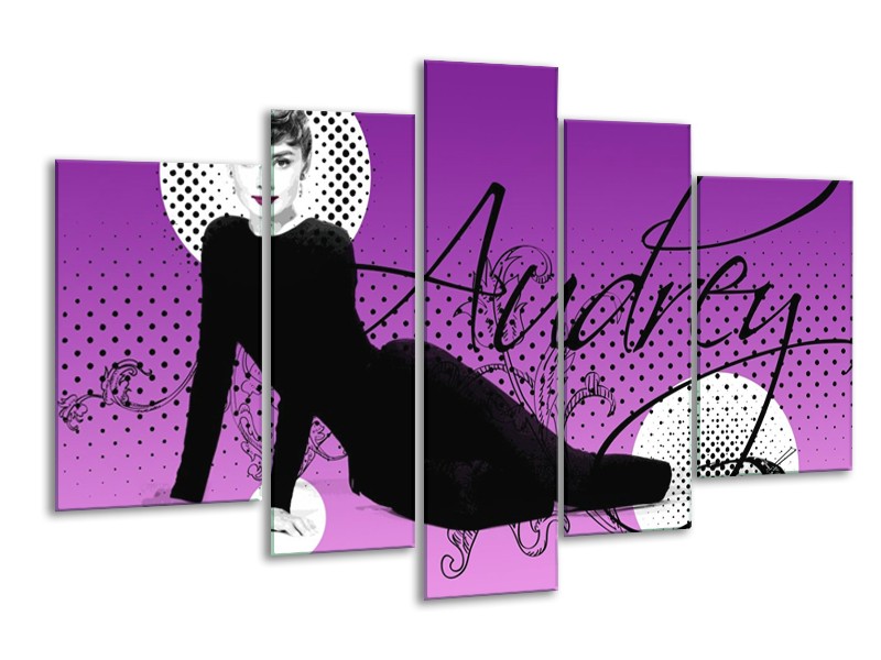 Glas schilderij Audrey | Zwart, Wit, Paars | 170x100cm 5Luik