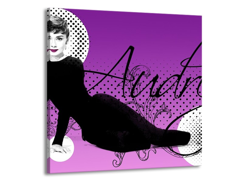 Canvas schilderij Audrey | Zwart, Wit, Paars | 50x50cm 1Luik