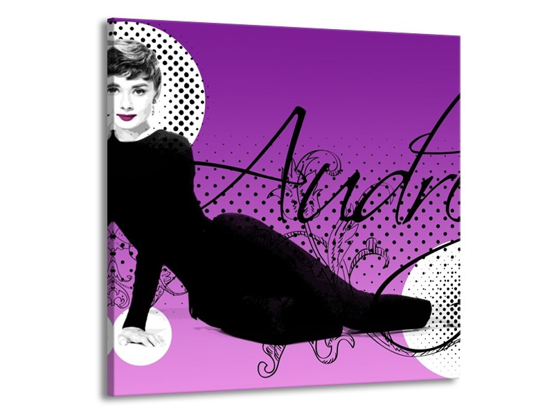 Canvas schilderij Audrey | Zwart, Wit, Paars | 70x70cm 1Luik