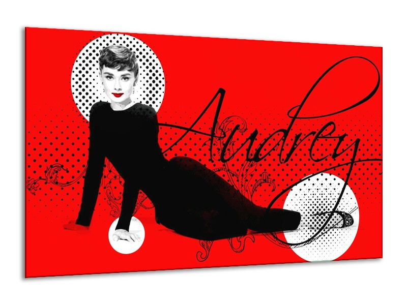 Glas schilderij Audrey | Zwart, Wit, Rood | 120x70cm 1Luik