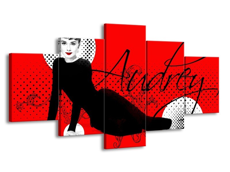 Glas schilderij Audrey | Zwart, Wit, Rood | 150x80cm 5Luik