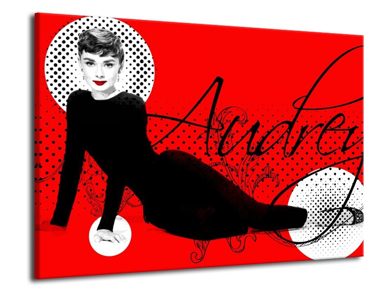 Canvas schilderij Audrey | Zwart, Wit, Rood | 70x50cm 1Luik