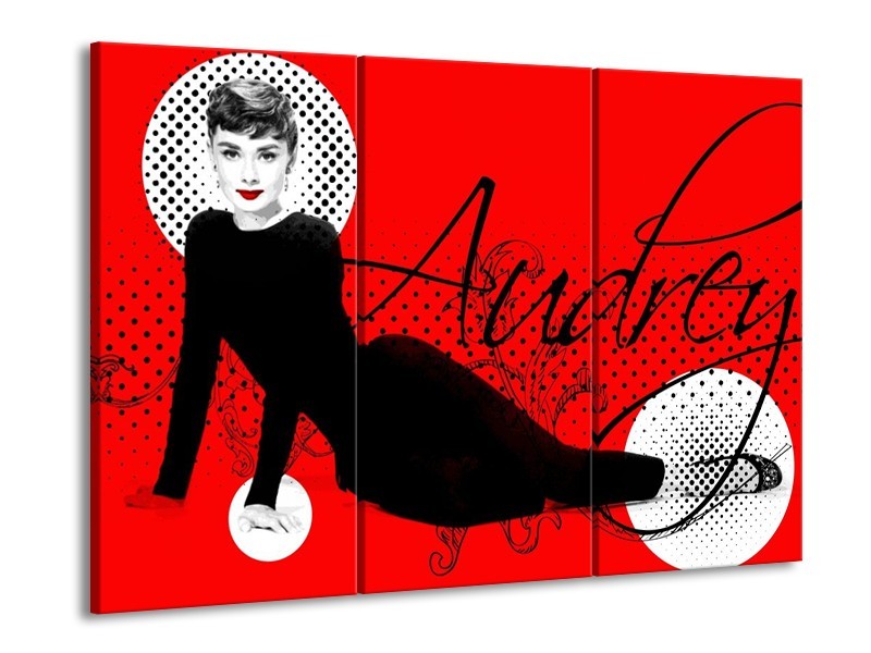 Glas schilderij Audrey | Zwart, Wit, Rood | 90x60cm 3Luik