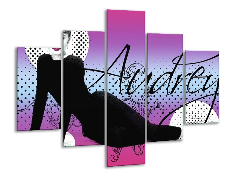 Glas schilderij Audrey | Zwart, Wit, Paars | 100x70cm 5Luik