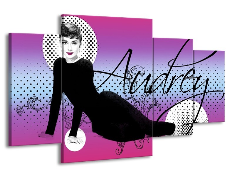 Glas schilderij Audrey | Zwart, Wit, Paars | 160x90cm 4Luik