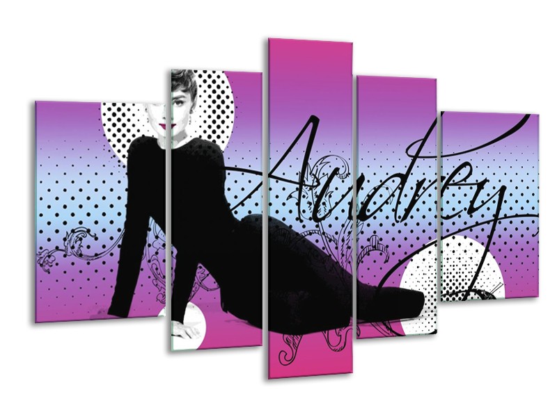 Glas schilderij Audrey | Zwart, Wit, Paars | 170x100cm 5Luik