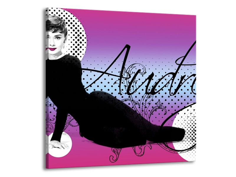 Glas schilderij Audrey | Zwart, Wit, Paars | 50x50cm 1Luik