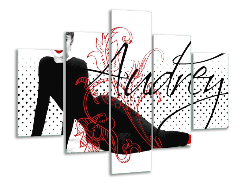Glas schilderij Audrey | Zwart, Wit, Rood | 100x70cm 5Luik