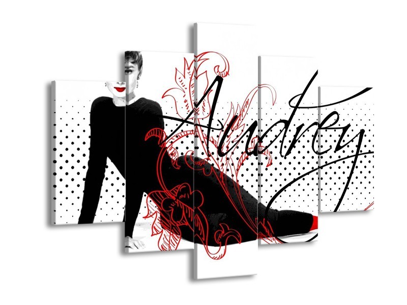 Glas schilderij Audrey | Zwart, Wit, Rood | 150x105cm 5Luik
