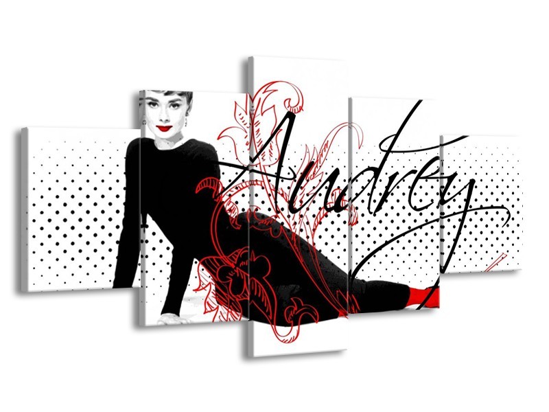 Glas schilderij Audrey | Zwart, Wit, Rood | 150x80cm 5Luik