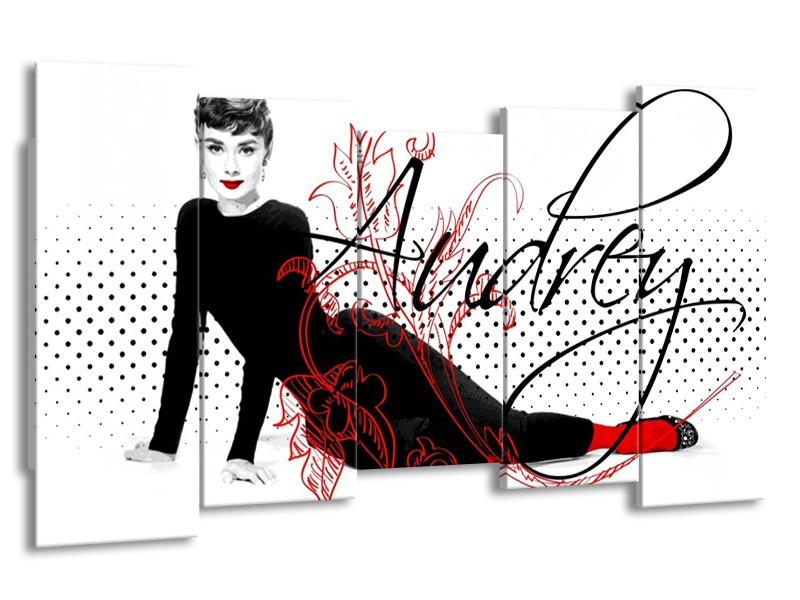 Glas schilderij Audrey | Zwart, Wit, Rood | 150x80cm 5Luik