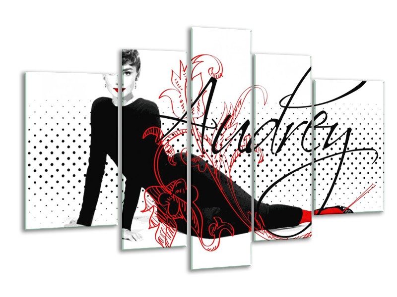 Glas schilderij Audrey | Zwart, Wit, Rood | 170x100cm 5Luik