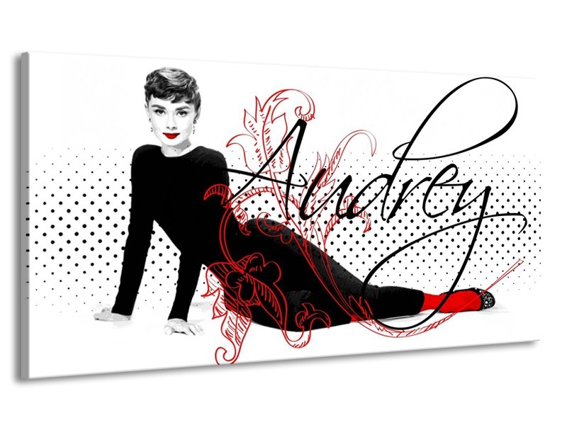 Canvas schilderij Audrey | Zwart, Wit, Rood | 170x90cm 1Luik