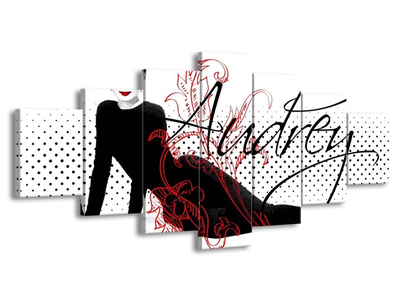 Glas schilderij Audrey | Zwart, Wit, Rood | 210x100cm 7Luik