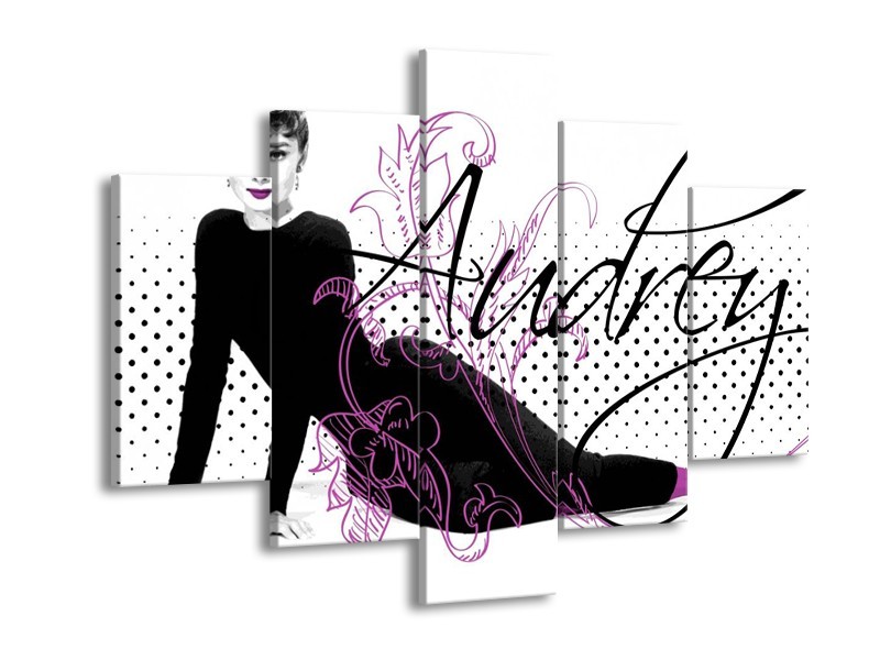 Glas schilderij Audrey | Zwart, Wit, Paars | 150x105cm 5Luik