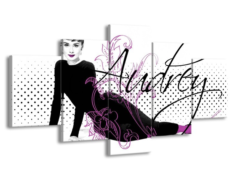 Glas schilderij Audrey | Zwart, Wit, Paars | 150x80cm 5Luik