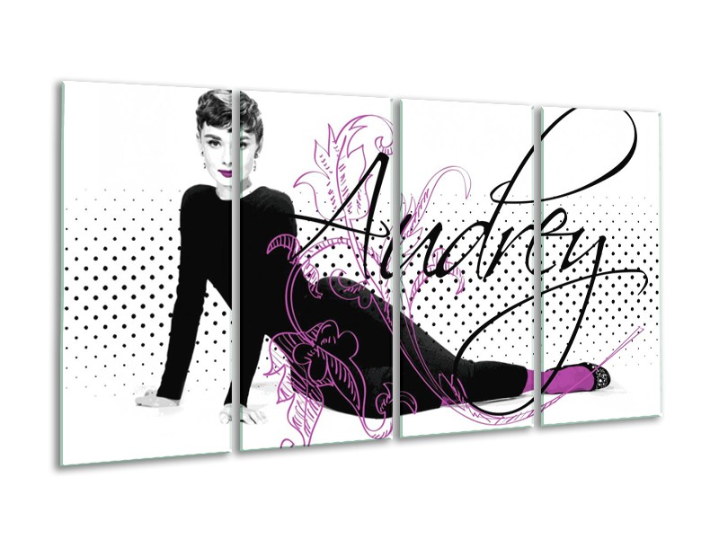 Glas schilderij Audrey | Zwart, Wit, Paars | 160x80cm 4Luik