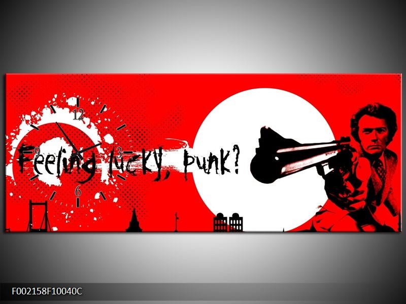 Klok schilderij Abstract | Zwart, Wit, Rood | 100x40cm 1Luik