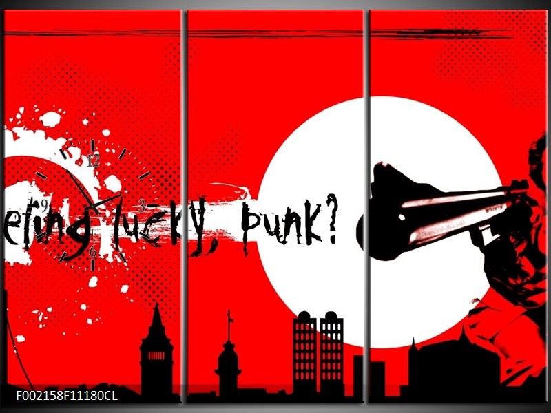 Klok schilderij Abstract | Zwart, Wit, Rood | 111x80cm 3Luik