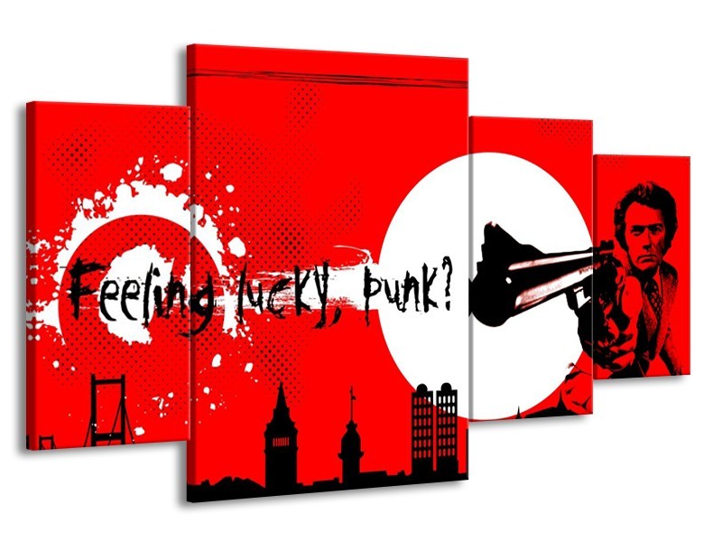 Glas schilderij Abstract | Zwart, Wit, Rood | 160x90cm 4Luik