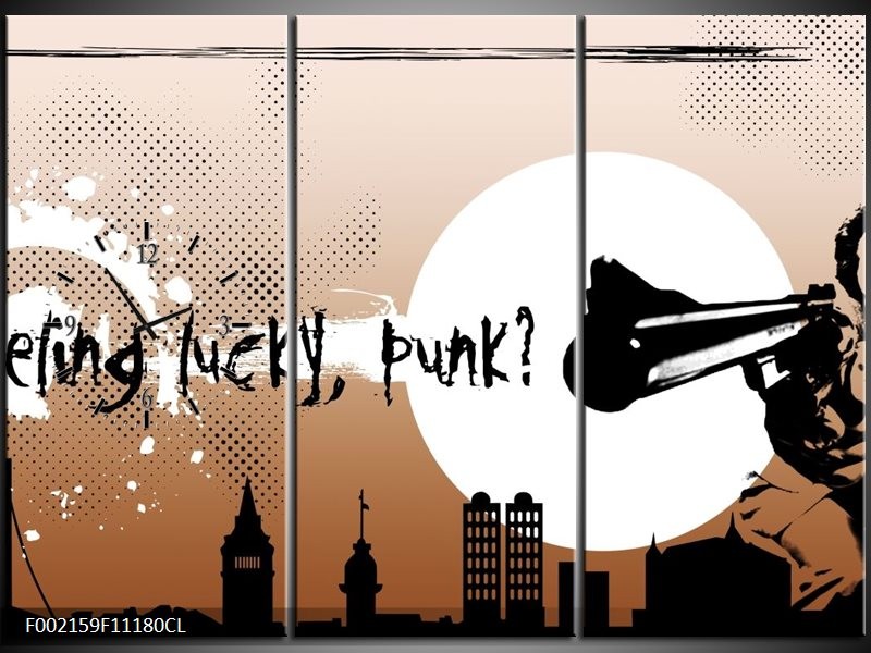 Klok schilderij Abstract | Zwart, Wit, Bruin | 111x80cm 3Luik