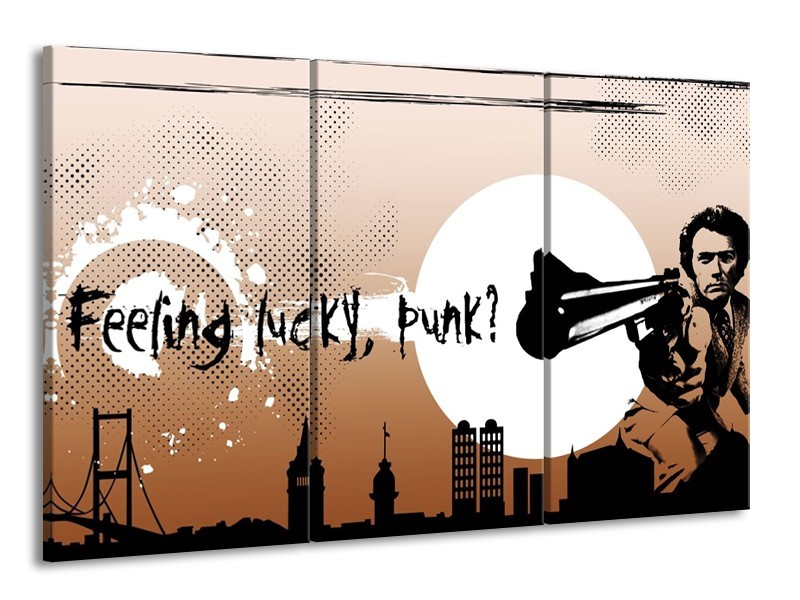 Canvas schilderij Abstract | Zwart, Wit, Bruin | 165x100cm 3Luik