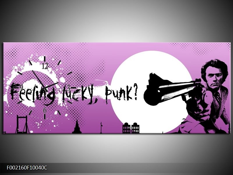 Klok schilderij Abstract | Zwart, Wit, Paars | 100x40cm 1Luik