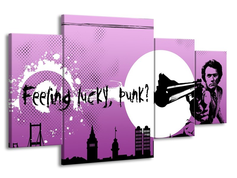 Glas schilderij Abstract | Zwart, Wit, Paars | 160x90cm 4Luik