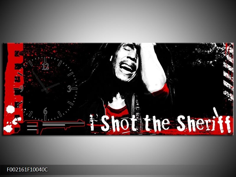 Klok schilderij Muziek | Zwart, Wit, Rood | 100x40cm 1Luik