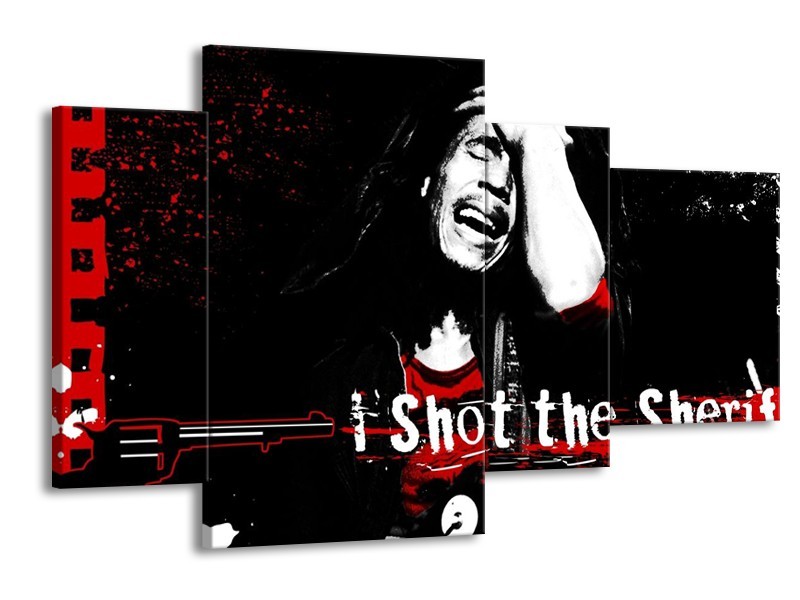 Canvas schilderij Muziek | Zwart, Wit, Rood | 120x75cm 4Luik