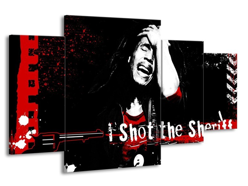 Glas schilderij Muziek | Zwart, Wit, Rood | 160x90cm 4Luik