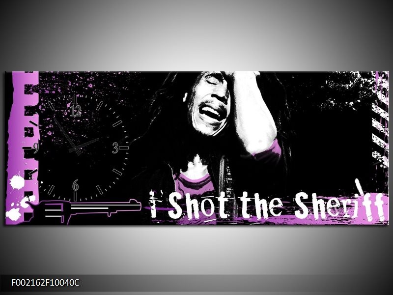 Klok schilderij Muziek | Zwart, Wit, Paars | 100x40cm 1Luik