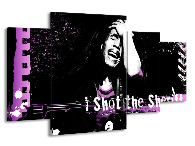 Glas schilderij Muziek | Zwart, Wit, Paars | 160x90cm 4Luik