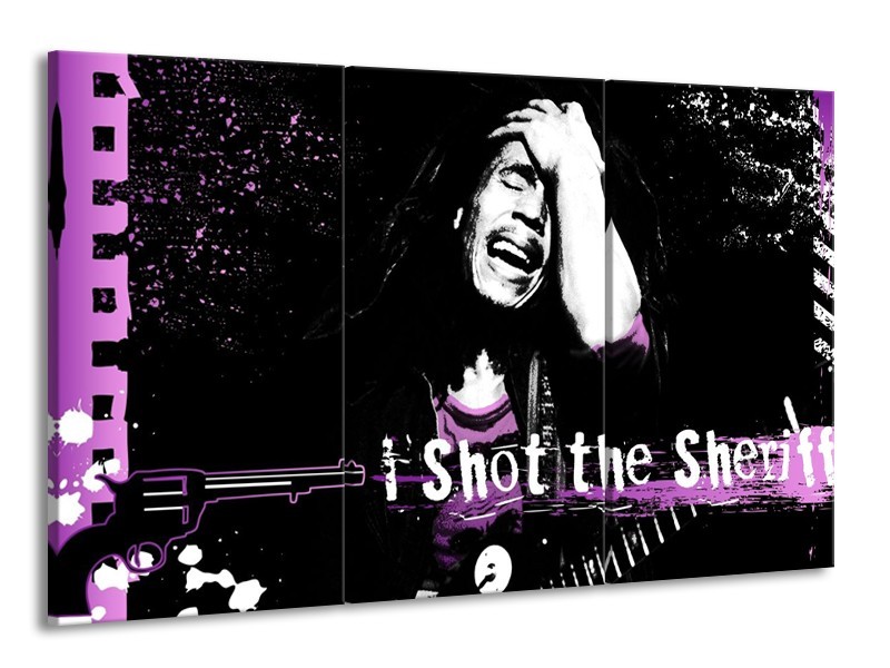 Canvas schilderij Muziek | Zwart, Wit, Paars | 165x100cm 3Luik