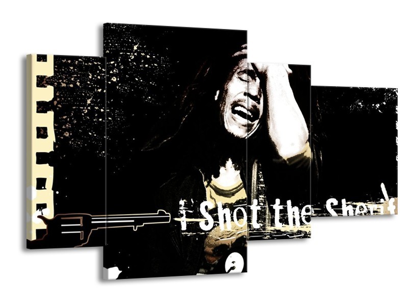 Canvas schilderij Muziek | Zwart, Wit, Geel | 120x75cm 4Luik