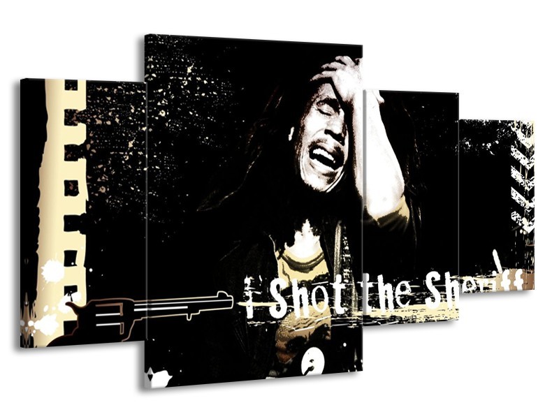 Glas schilderij Muziek | Zwart, Wit, Geel | 160x90cm 4Luik