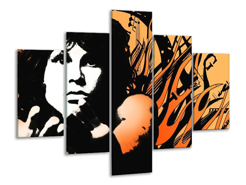 Canvas schilderij Muziek | Zwart, Wit, Oranje | 100x70cm 5Luik