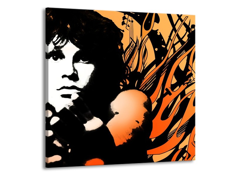 Canvas schilderij Muziek | Zwart, Wit, Oranje | 50x50cm 1Luik
