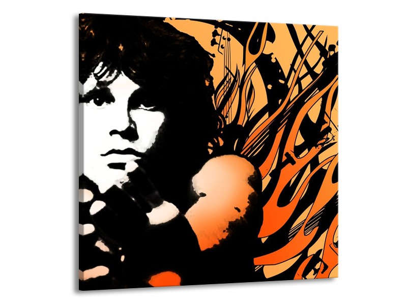 Canvas schilderij Muziek | Zwart, Wit, Oranje | 70x70cm 1Luik